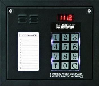 Panel audio z mini listą lokatorów i z czytnikiem kluczy RFID, kolor czarny, Laskom CP-2502NR_BLACK LASKOMEX